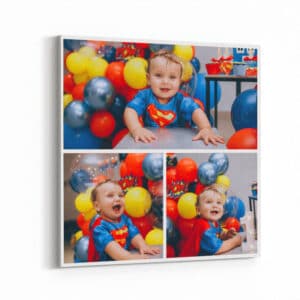 3 Photo Collage Square Canvas